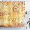 Ambesonne Island Map Shower Curtain, Antique Treasure Map Grunge Rusty Style Parchment Print History Theme Boho Design, Cloth Fabric Bathroom Decor Set with Hooks, 69" W x 84" L, Beige view 1