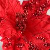Factory Direct Craft Pair of Sparkling Red Velvet Artificial Poinsettia Picks for Holiday and Home Decor view 2