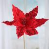 Factory Direct Craft Pair of Sparkling Red Velvet Artificial Poinsettia Picks for Holiday and Home Decor view 3