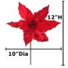 Factory Direct Craft Pair of Sparkling Red Velvet Artificial Poinsettia Picks for Holiday and Home Decor view 4