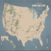 US National Forest System Map 24x36 Poster (Tan & Slate Blue) view 1