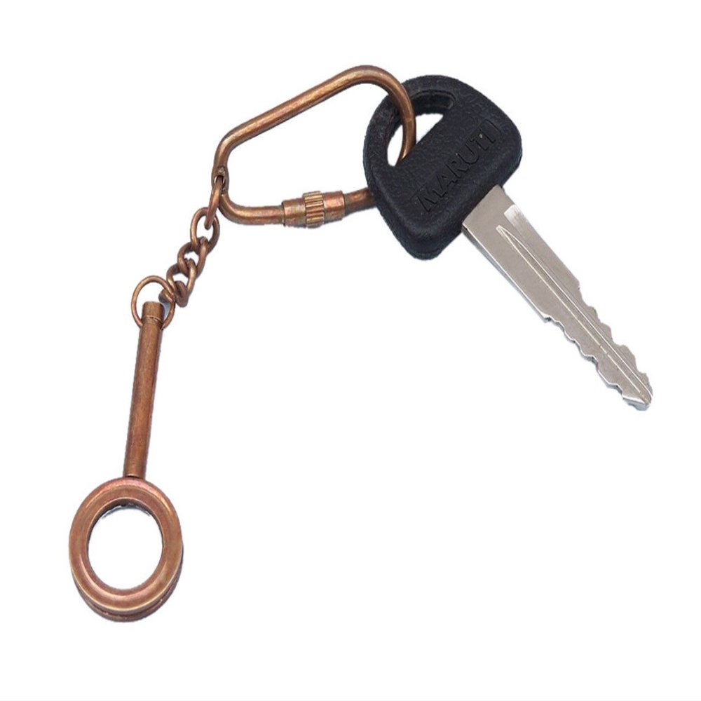 Hampton Nautical K-244-AC Antique Copper Handle Magnifier Key Chain 4" - Nautical Decor - Decorative Key Ring