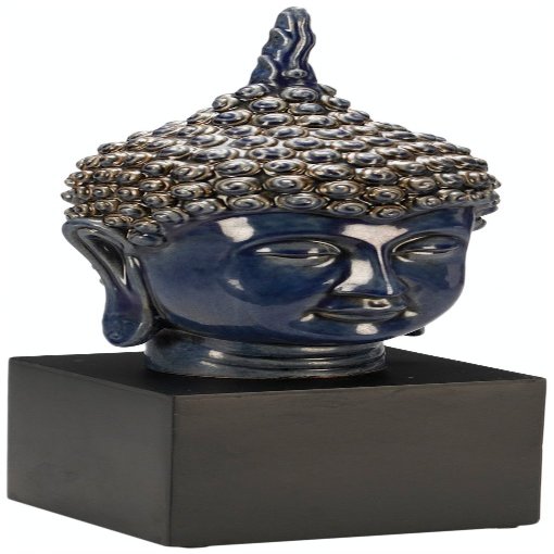 AA Importing 91651-BL Buddha Head Statue with Stand, Blue