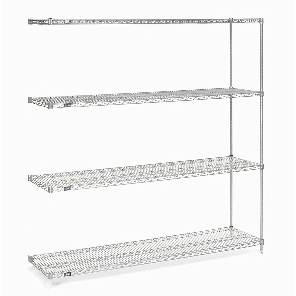 Nexel Chrome Wire Shelving Add-On, 72" W X 36" D x 86" H