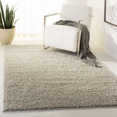 SAFAVIEH Area Rug 8x10 - Arizona Shag Collection - Large - Silver, Solid Design, Non-Shedding & Easy to Clean, Ideal for Living Room, Bedroom, Dining Space (ASG820C)
