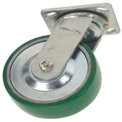 Swivl Plate Castr, Poly, 6 in., 1200 lb, Grn