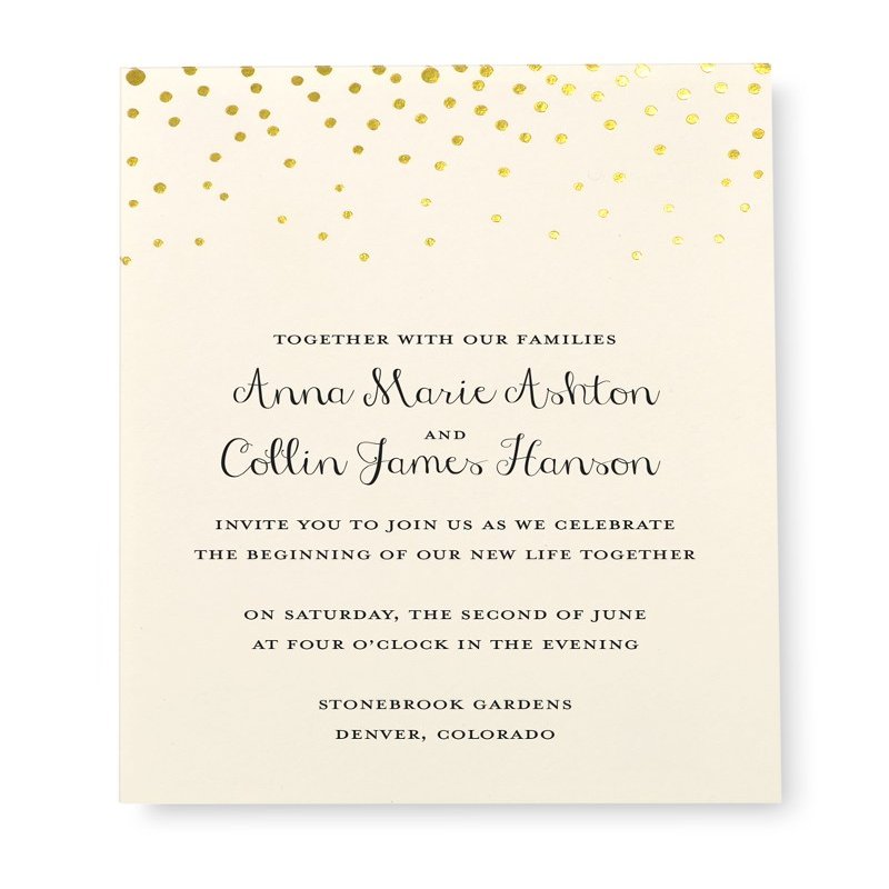 Gartner Studios Gold Foil Dots Print-at-Home Wedding Invitation Kit, Ivory, 5 x 7, Set of 25