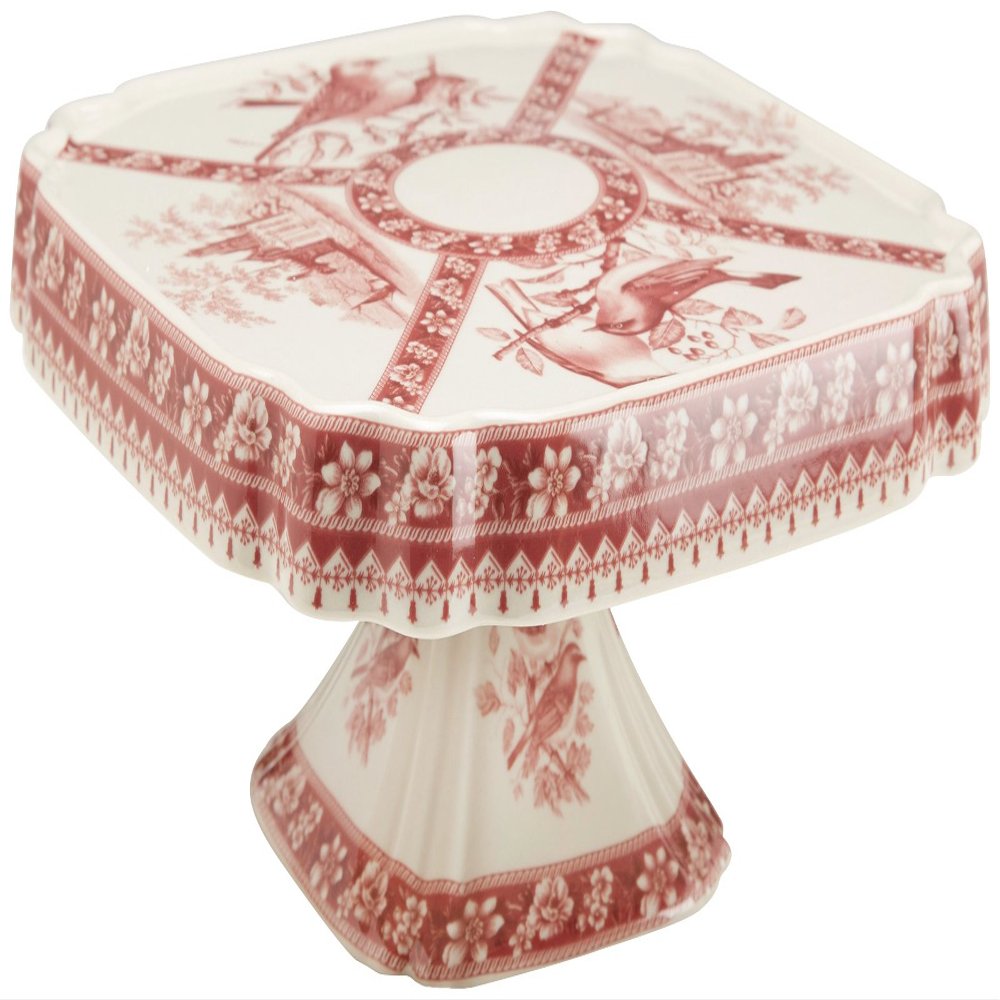 AA Importing Orchard Creek Designs Cake Plate, Red/White