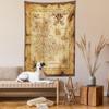 Ambesonne Island Map Tapestry, Super Detailed Treasure Map Grungy Rustic Pirates Gold Secret Sea History Theme, Wall Hanging for Bedroom Living Room Dorm Decor, 60" X 80", Beige Brown view 2
