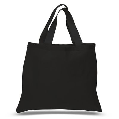 Basic Blank Cotton Reusable Tote Bags 100% Cotton Totes, 15"W x 16"H (6, Black)