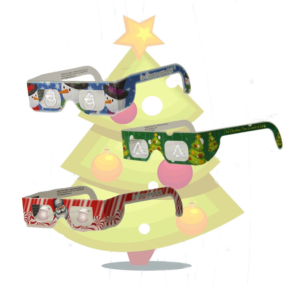 Holiday Eyes(TM) Children's Christmas Glasses Assortment - 3 Pairs - 3 Christmas Tree, Snowman, Santa
