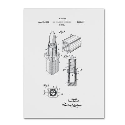 Trademark Fine Art Chanel Lipstick Case Patent White by Claire Doherty, 18x24-Inch