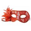 10pcs Angel romance Halloween Outfit masquerade lace charming Party mask princess decoration lily embellish sexy half face mask transparent with flowers Bar mask (red) view 2