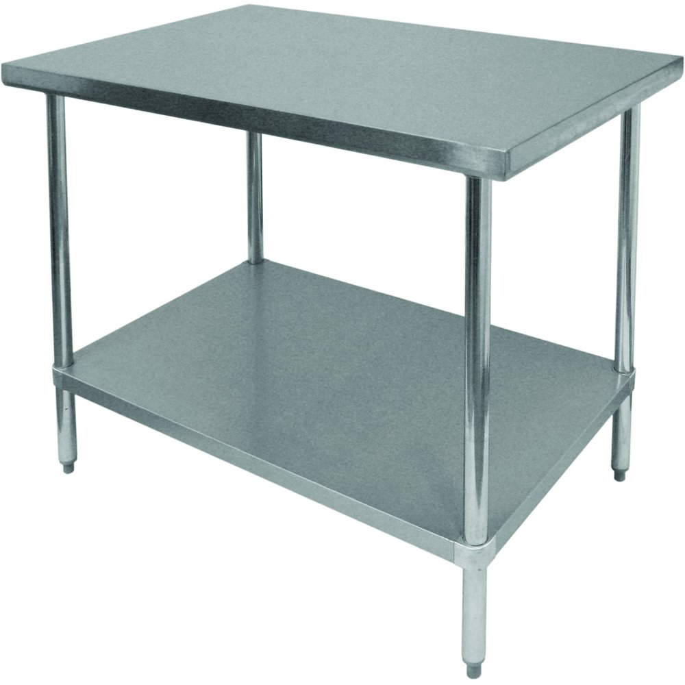 ACE WT-E2424 Commercial Flat Top Work Table with 16 Gauge Stainless Steel Top, 1 Galvanized Undershelf & Adjustable Bullet Feet 24" L x 24" W x 35" H ETL Certified