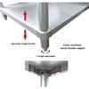 ACE WT-E2424 Commercial Flat Top Work Table with 16 Gauge Stainless Steel Top, 1 Galvanized Undershelf & Adjustable Bullet Feet 24" L x 24" W x 35" H ETL Certified view 3