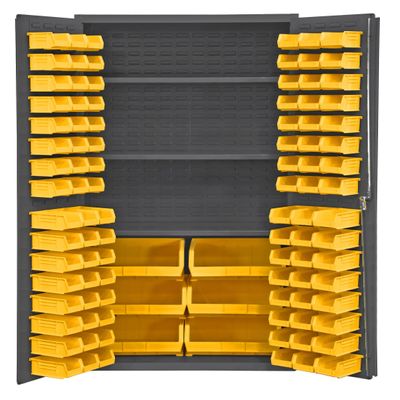 Durham 2501-BDLP-102-3S-95 Bin Cabinet, 72" Overall Height, 36" Overall Width, Total Number of Bins 102