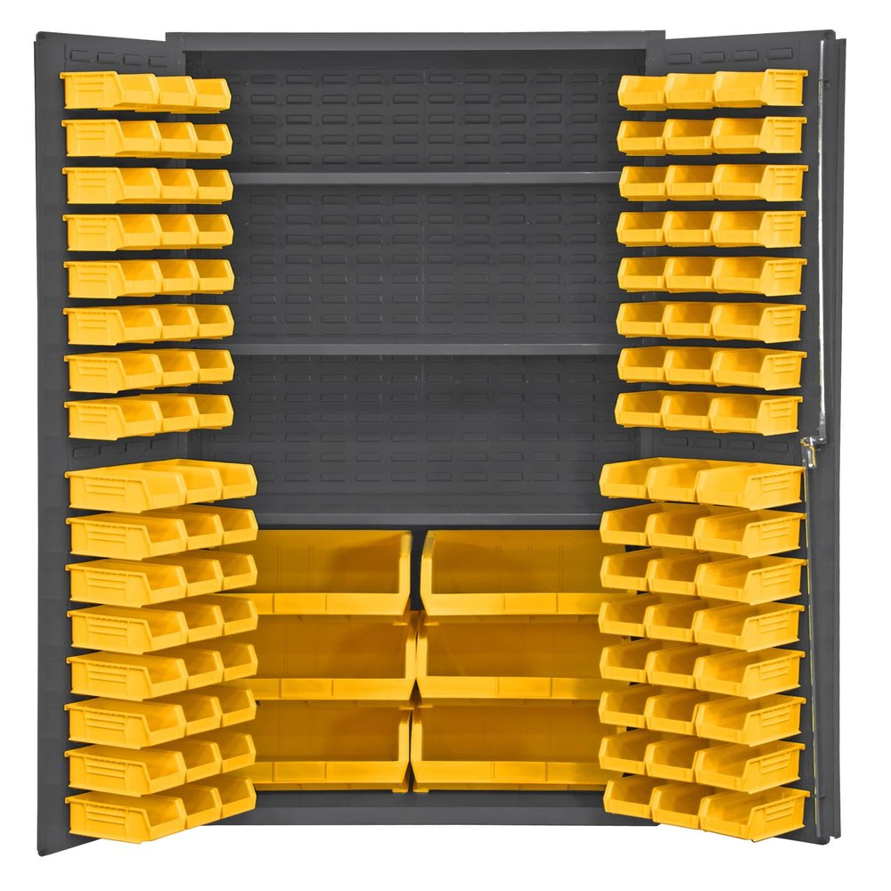 Durham 2501-BDLP-102-3S-95 Bin Cabinet, 72" Overall Height, 36" Overall Width, Total Number of Bins 102