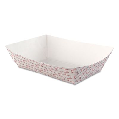 Boardwalk BWK30LAG250 2.5 lbs. Capacity Paper Food Baskets - Red/White (500/Carton)