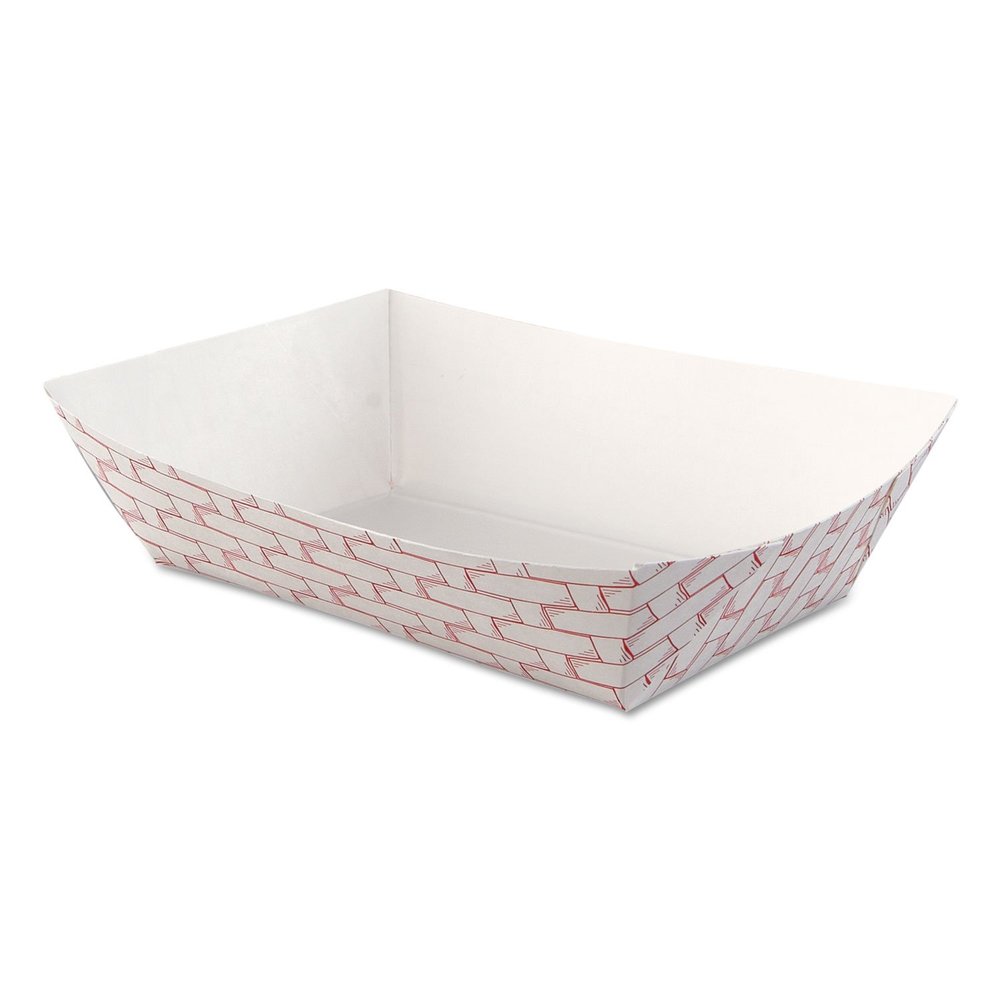 Boardwalk BWK30LAG250 2.5 lbs. Capacity Paper Food Baskets - Red/White (500/Carton)