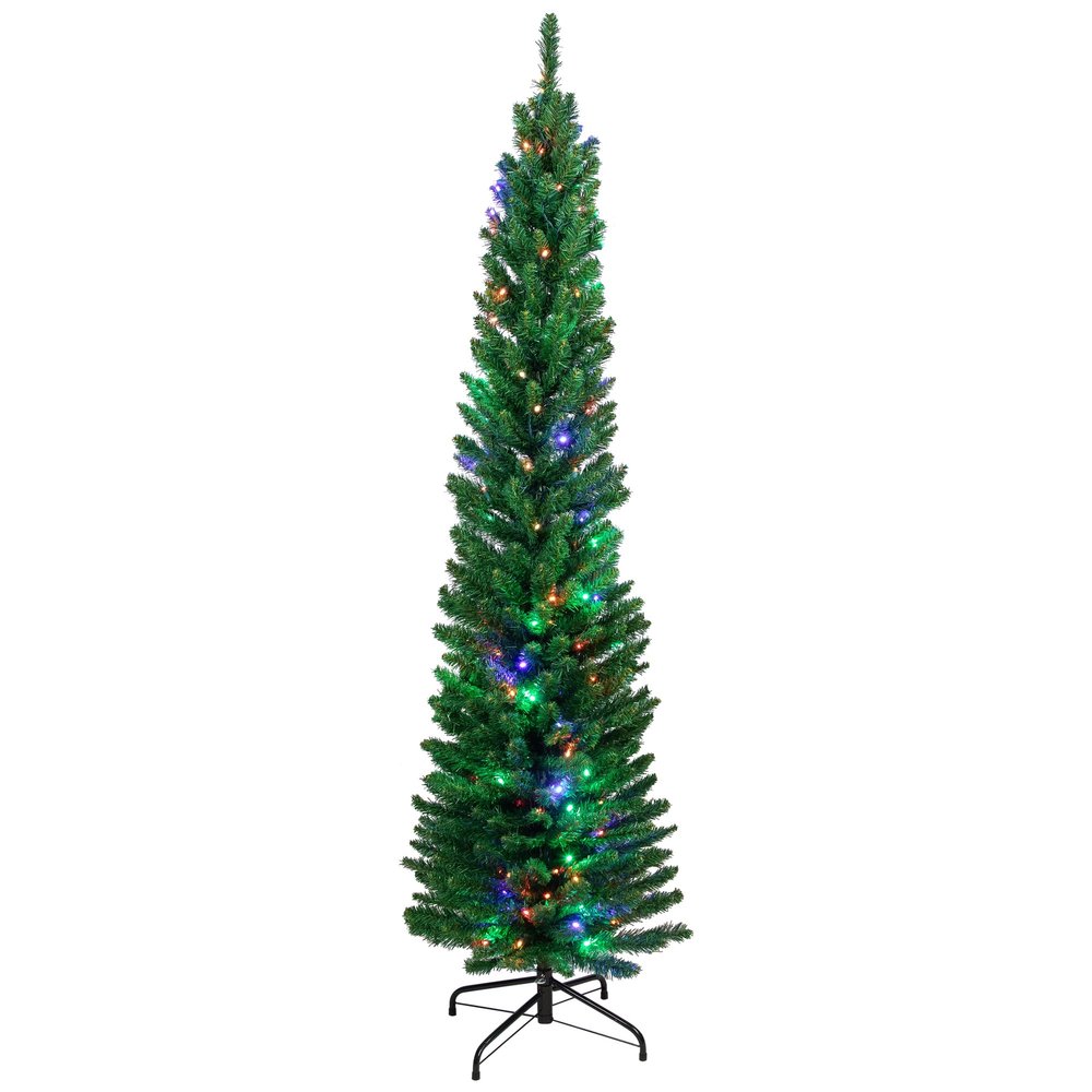 Northlight 6' x 21" Pre-Lit Northern Balsam Fir Pencil Artificial Christmas Tree - Multi LED Lights