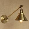 LITFAD Adjustable Arm Wall Light Fixtures Brass Finish 1 Light Wall Sconce 7" Industrial Swing arm Wall lamp Mounted Lighting Fixture with Cone Shade for Bedroom, Reading, Living Room, Kitchen view 1
