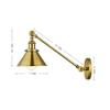 LITFAD Adjustable Arm Wall Light Fixtures Brass Finish 1 Light Wall Sconce 7" Industrial Swing arm Wall lamp Mounted Lighting Fixture with Cone Shade for Bedroom, Reading, Living Room, Kitchen view 2
