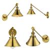 LITFAD Adjustable Arm Wall Light Fixtures Brass Finish 1 Light Wall Sconce 7" Industrial Swing arm Wall lamp Mounted Lighting Fixture with Cone Shade for Bedroom, Reading, Living Room, Kitchen view 4