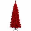 Vickerman 7.5' Flocked Red Fir Artificial Christmas Tree, Red Dura-lit LED Lights - Snow Covered Faux Tree - Seasonal Indoor Home Decor view 1