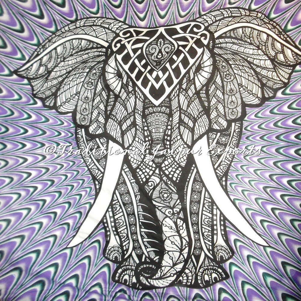 Traditional Jaipur Queen Elephant Tapestry, Bohemian Bedding Queen, Indian Wall Hanging, Hippie Dorm Room Decorations, Boho Picnic Throw, Gypsy Beach Blanket