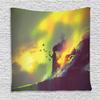 Ambesonne Fantasy Tapestry, Silhouette on the Roof of a House Night Different Worlds Modern Art Illustration, Wall Hanging for Bedroom Living Room Dorm Decor, 40" X 60", Yellow Green view 1