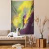 Ambesonne Fantasy Tapestry, Silhouette on the Roof of a House Night Different Worlds Modern Art Illustration, Wall Hanging for Bedroom Living Room Dorm Decor, 40" X 60", Yellow Green view 2