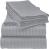 6 PC Sheet Set Egyptian Cotton Sheets Extra Deep Pockets (+21 Inches) Full Extra Long Silver Grey Stripe 600 Thread Count Machine Washable view 1