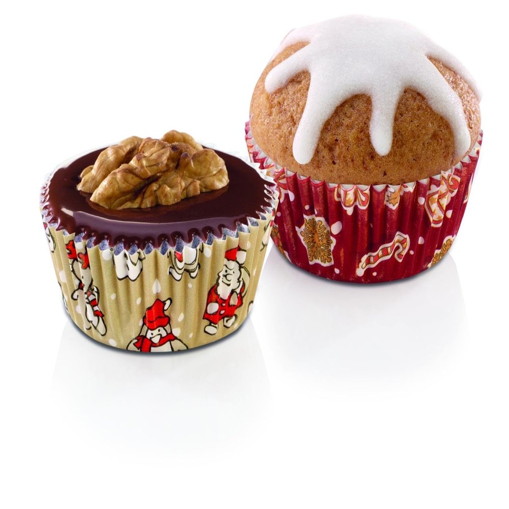 Tescoma Miniature Baking Cups  4 cm, 100 Pcs, Christmas Delcia, Assorted, 19 x 9 x 2 cm