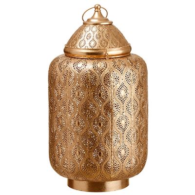 26" Metal Filigree Lantern with Glass Candleholder(Pack of 1)