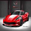 2017 CORVETTE GRANDSPORT TORCH RED- ART PRINT POSTER BY ARTIST DANNY WHITFIELD - SIZE 20 X 30 view 1