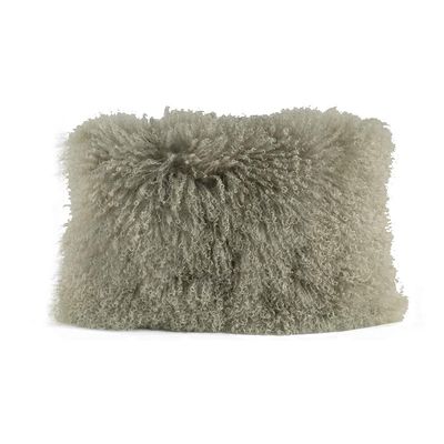 A and B Home Small 14x20 Rectangular Lamb Fur Feather Fill Soft Throw Decorative & Accent Sofa/Couch Pillow, Light Gray