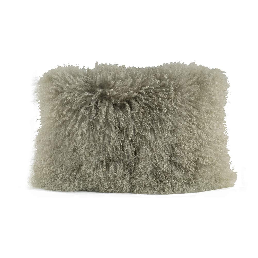 A and B Home Small 14x20 Rectangular Lamb Fur Feather Fill Soft Throw Decorative & Accent Sofa/Couch Pillow, Light Gray
