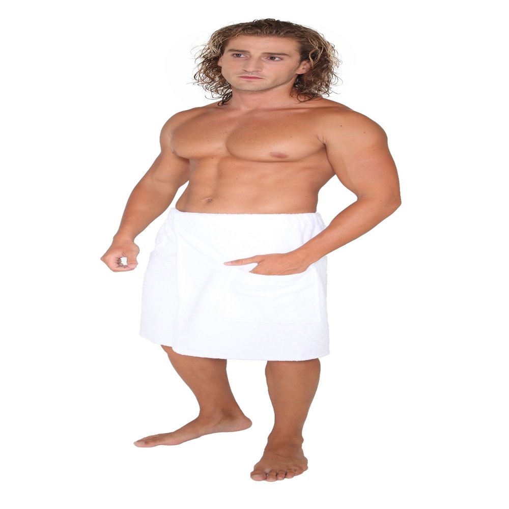 Arus Mens Robe GOTS Certified Organic Turkish Cotton Bathrobe Adjustable Closure Shower and Bath Wrap White, Small