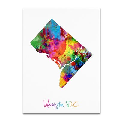 Trademark Fine Art Washington DC, District of Columbia Map by Michael Tompsett, 18x24-Inch