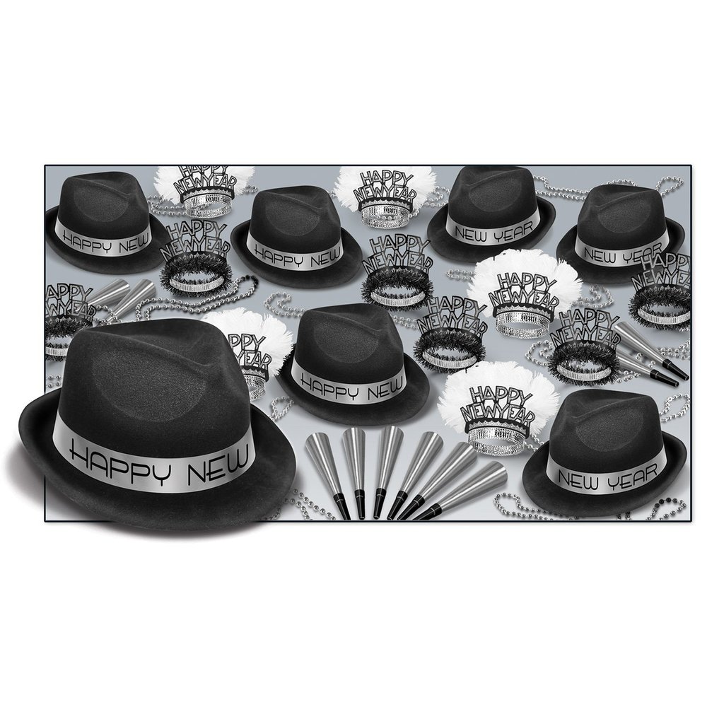 Beistle Chairman Assortment for 50 People, One Size, Black/Silver/White