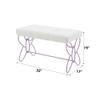 Acme Priya II Upholstered Bench with Metal Tube in White and Light Purple view 3