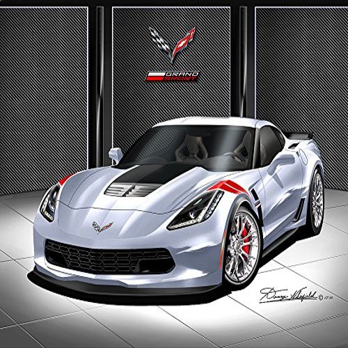2017 Corvette GRANDSPORT Sterling Blue- Art Print Poster by Artist Danny Whitfield - Size 20 X 30