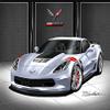 2017 Corvette GRANDSPORT Sterling Blue- Art Print Poster by Artist Danny Whitfield - Size 20 X 30 view 1
