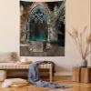 Ambesonne Gothic Tapestry, Patio with Enchanted Wishing Well Ivy on Antique Gateway to Forest, Wall Hanging for Bedroom Living Room Dorm Decor, 40" X 60", Taupe Green view 1