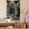 Ambesonne Gothic Tapestry, Patio with Enchanted Wishing Well Ivy on Antique Gateway to Forest, Wall Hanging for Bedroom Living Room Dorm Decor, 40" X 60", Taupe Green view 2