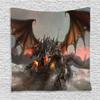 Ambesonne Fantasy World Tapestry, Illustration of 3 Headed Breathing Dragon Large Monster Gothic Theme, Wall Hanging for Bedroom Living Room Dorm Decor, 60" X 80", Brown Grey view 1