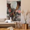 Ambesonne Fantasy World Tapestry, Illustration of 3 Headed Breathing Dragon Large Monster Gothic Theme, Wall Hanging for Bedroom Living Room Dorm Decor, 60" X 80", Brown Grey view 2