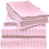 6 PC Sheet Set Egyptian Cotton Sheets Extra Deep Pockets (+21 Inches) Full Extra Long Pink Stripe 600 Thread Count Machine Washable view 1