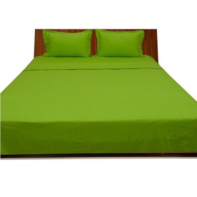 LaxLinen Super Quality 100% Egyptian Cotton 8PC Bedding Set [4PC Sheet Set+ 3PC Duvet Set+ 1PC Bed-Skirt ] Emperor/Wyoming King, Parret Green Stripe 600-Thread Count