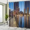 Ambesonne American Shower Curtain, Boston Skyline Day and Night Cityscape Skyscraper Reflection in Water Metropolis, Cloth Fabric Bathroom Decor Set with Hooks, 69" W x 84" L, Blue Orange view 4